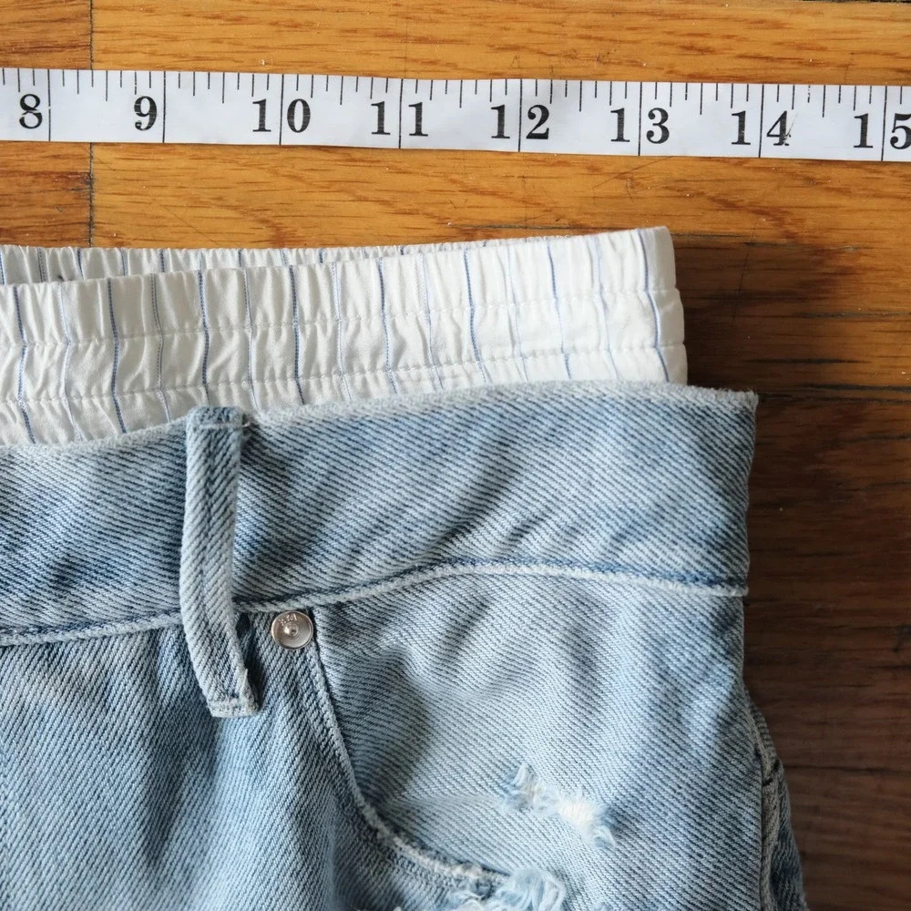 RtA Kallan Straight Leg‎ Jeans Womens Light Blue Distressed Silk Boxer Waist 28